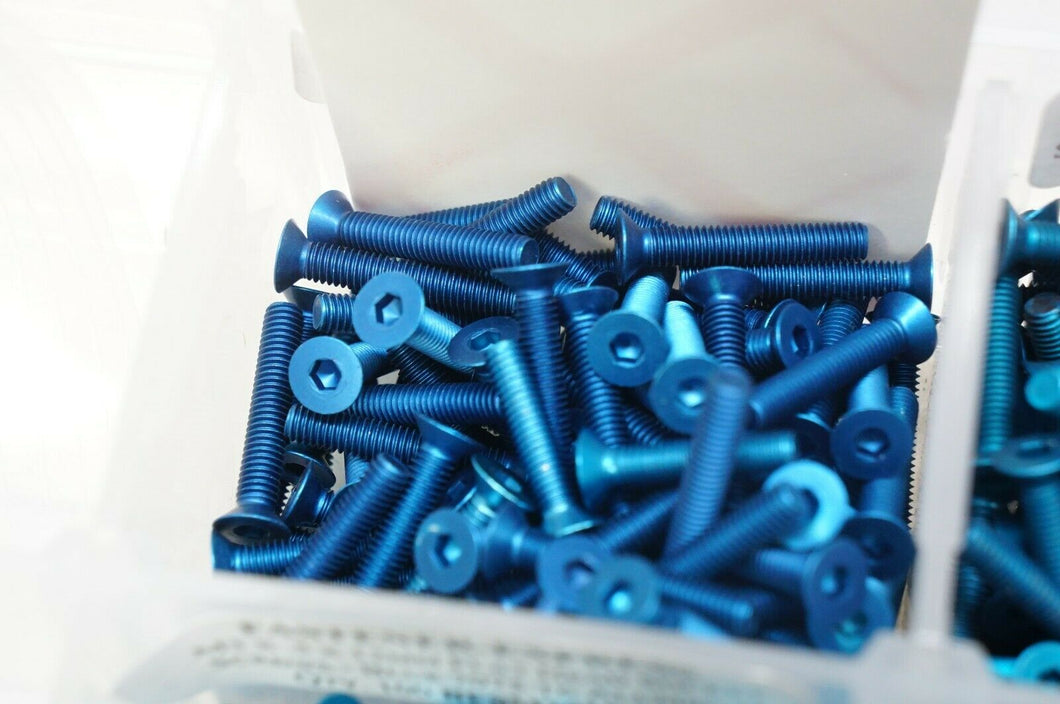 Premium M3 Blue Aluminum Screws for RC Car - 10pc Metric Button Head & Flat head