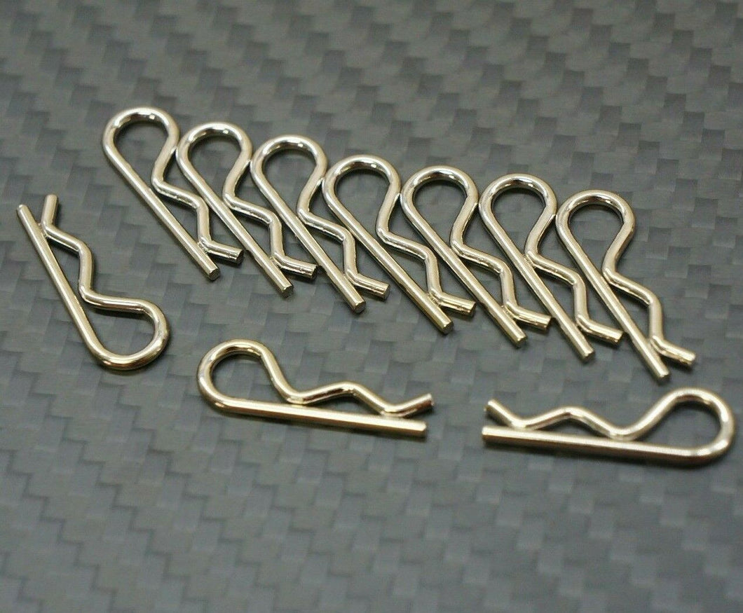 Silver Body Clips for 1/10 RC Car Traxxas Slash NPRC Drag (10pc)